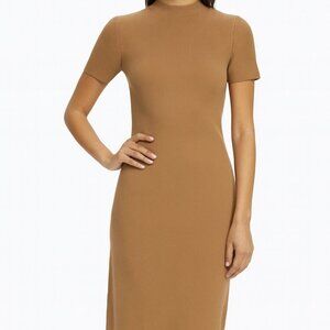Zara Cappuccino Ribbed Knit Midi Bodycon Dress Women’s Small Neutral